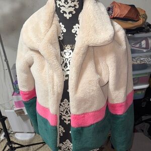 Glamorous Cream, Pink, and Green Teddy Jacket